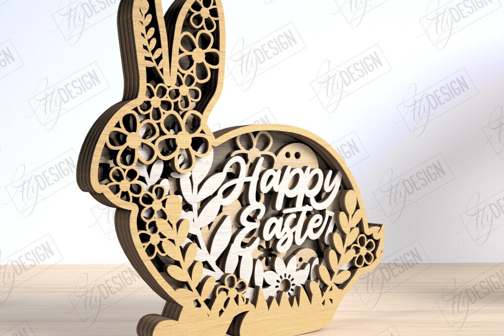 Intra απο ξύλο plywood 3mm-4mm πάχος 3D πασχαλινή διακόσμηση | Διακοπές | CNC Δίασταση 15x15 cm INTRAFABR-117945475