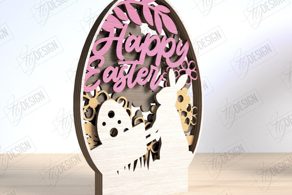 Intra απο ξύλο plywood 3mm-4mm πάχος 3D πασχαλινή διακόσμηση | Διακοπές | CNC Δίασταση 15x15 cm INTRAFABR-117945479