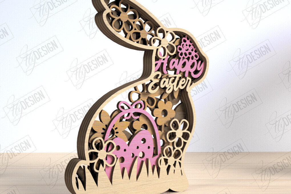 Intra απο ξύλο plywood 3mm-4mm πάχος 3D πασχαλινή διακόσμηση | Διακοπές | CNC Δίασταση 15x15 cm INTRAFABR-117945468