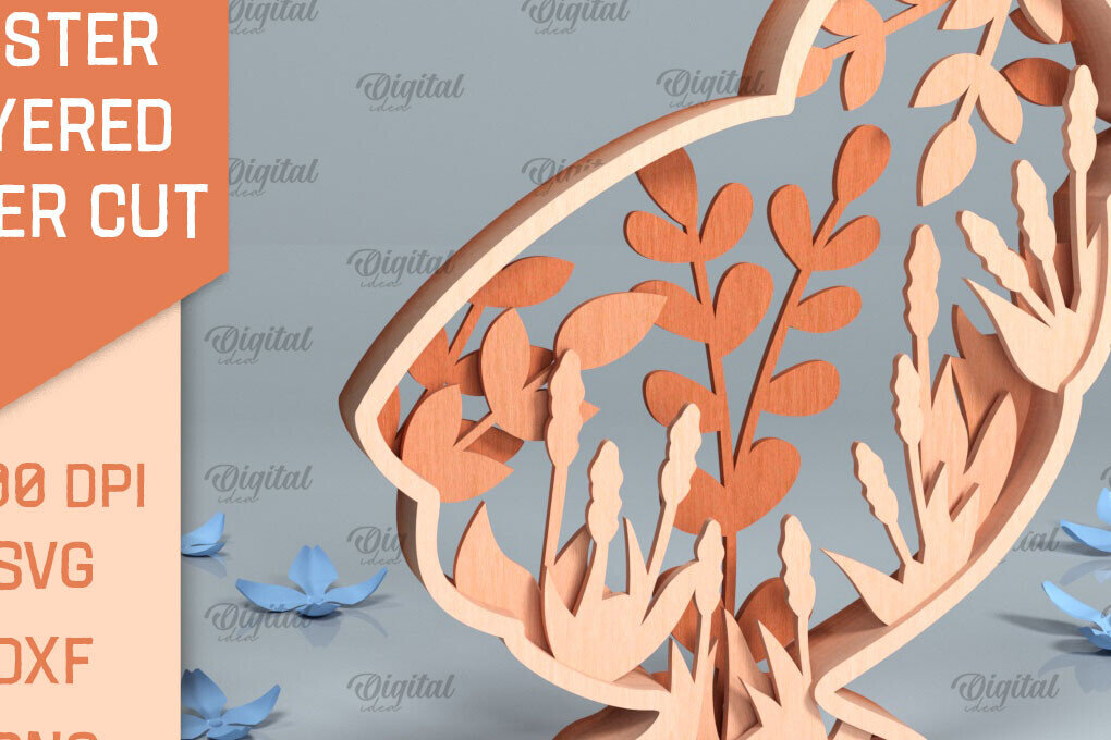 Intra απο ξύλο plywood 3mm-4mm πάχος Τρισδιάστατη πασχαλινή διακόσμηση με λέιζερ Δίασταση 15x15 cm INTRAFABR-91348763