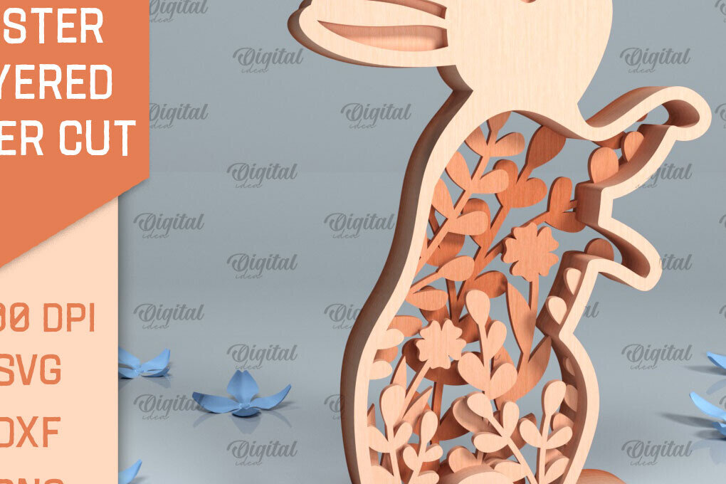 Intra απο ξύλο plywood 3mm-4mm πάχος Τρισδιάστατη πασχαλινή διακόσμηση με λέιζερ Δίασταση 15x15 cm INTRAFABR-91348506