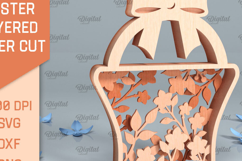 Intra απο ξύλο plywood 3mm-4mm πάχος Τρισδιάστατη πασχαλινή διακόσμηση με λέιζερ Δίασταση 15x15 cm INTRAFABR-91348675