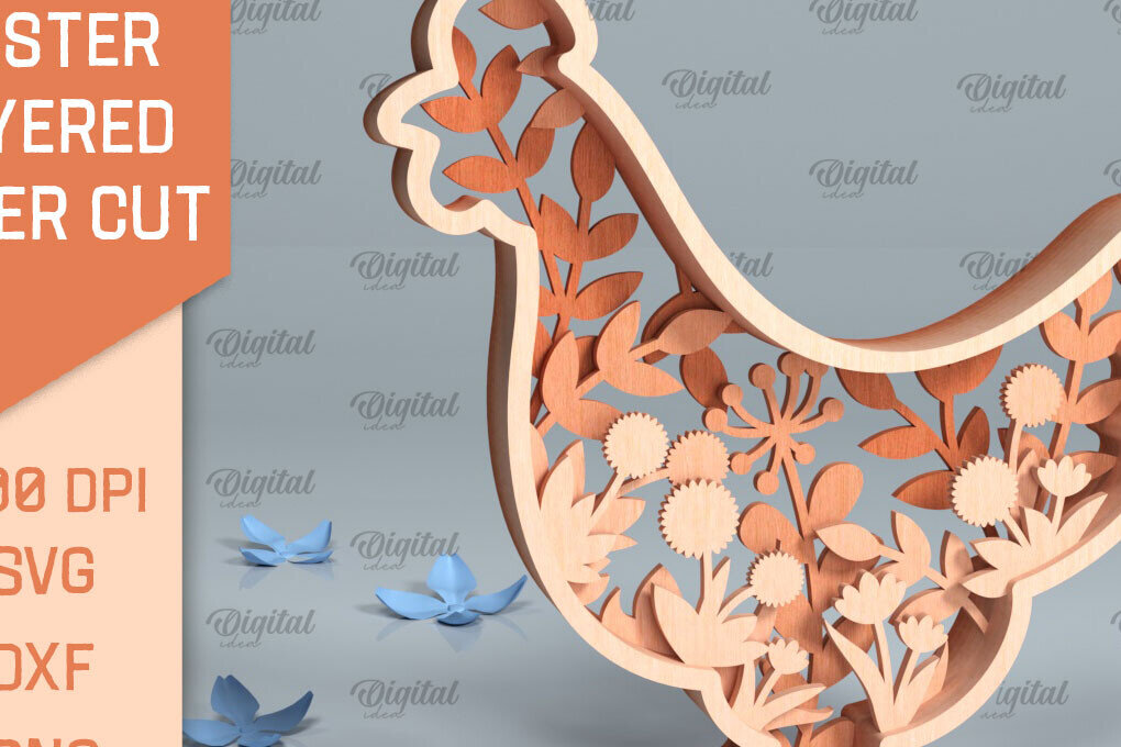 Intra απο ξύλο plywood 3mm-4mm πάχος Τρισδιάστατη πασχαλινή διακόσμηση με λέιζερ Δίασταση 15x15 cm INTRAFABR-91348713