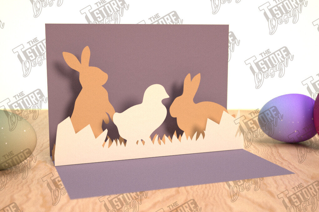 Intra απο ξύλο plywood 3mm-4mm πάχος Τρισδιάστατη Πασχαλινή Αναδυόμενη Κάρτα , Πάσχα Δίασταση 15x15 cm INTRAFABR-114669646