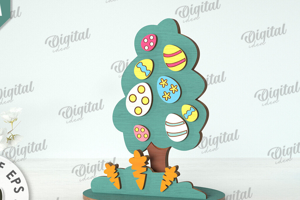 Intra απο ξύλο plywood 3mm-4mm πάχος Τρισδιάστατη πασχαλινό δέντρο. Πασχαλινό περίπτερο Δίασταση 15x15 cm INTRAFABR-118276395