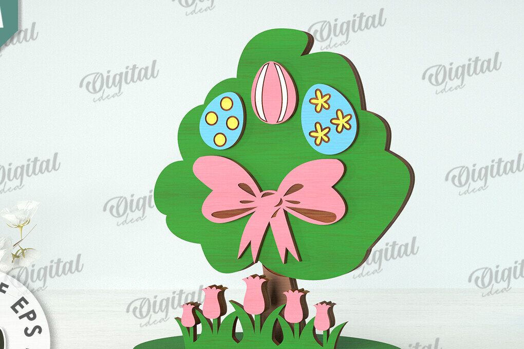 Intra απο ξύλο plywood 3mm-4mm πάχος Τρισδιάστατη πασχαλινό δέντρο. Πασχαλινό περίπτερο Δίασταση 15x15 cm INTRAFABR-118276467