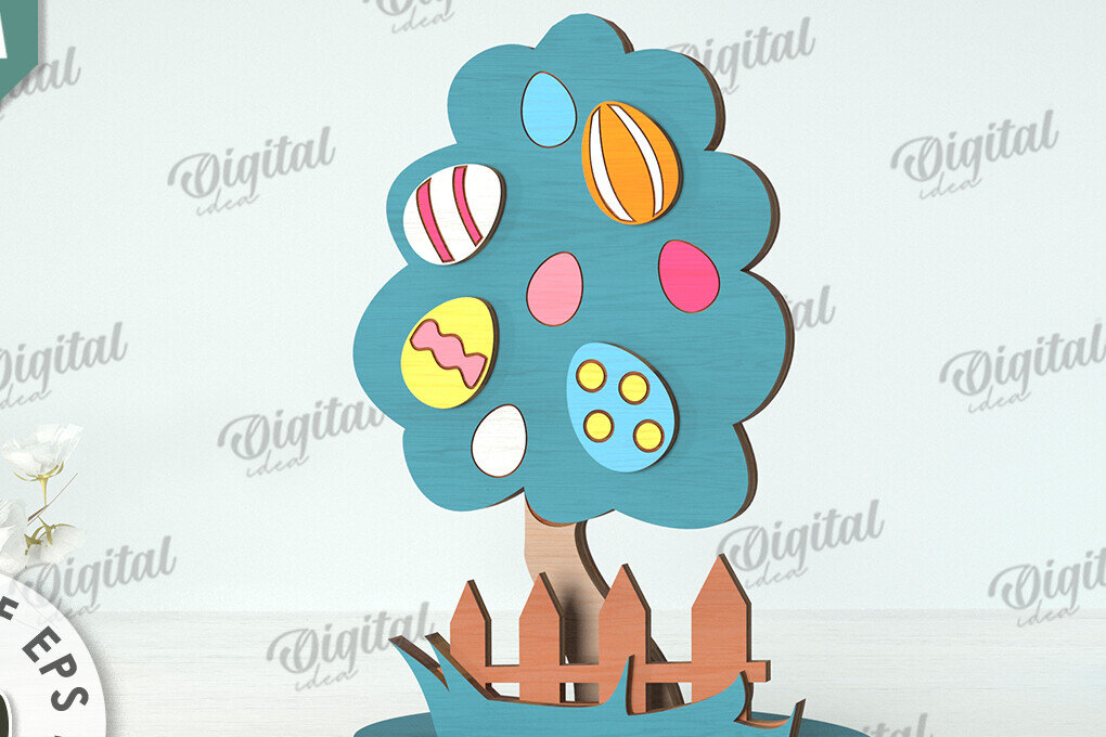 Intra απο ξύλο plywood 3mm-4mm πάχος Τρισδιάστατη πασχαλινό δέντρο. Πασχαλινό περίπτερο Δίασταση 15x15 cm INTRAFABR-118276516