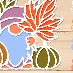Intra απο ξύλο plywood 3mm-4mm πάχος 3d Fall Pumpkin Layered, Gnome Papercut, Δίασταση 25x25 cm INTRAFABR-104756007