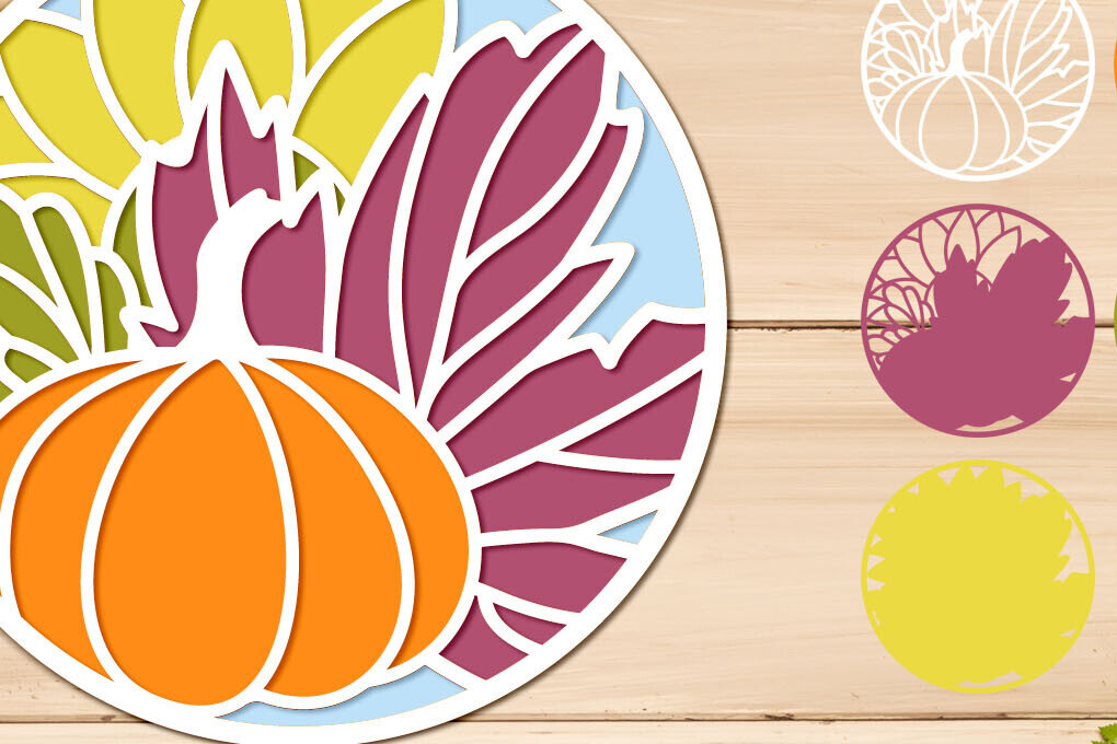 Intra απο ξύλο plywood 3mm-4mm πάχος 3d Fall Round , Φθινοπωρινό Layered Δίασταση 25x25 cm INTRAFABR-103799969