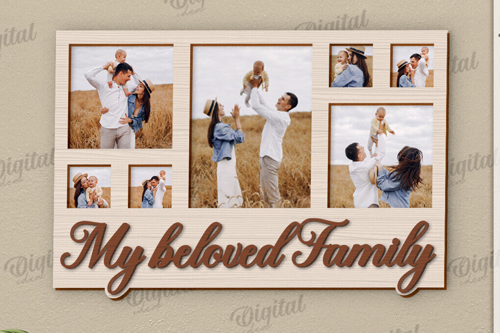 Intra απο ξύλο plywood 3mm-4mm πάχος Τρισδιάστατη οικογενειακή κορνίζα φωτογραφιών Δίασταση 20x30 cm INTRAFABR-121430160