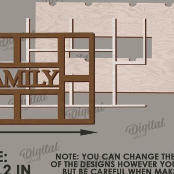 Intra απο ξύλο plywood 3mm-4mm πάχος Τρισδιάστατη οικογενειακή κορνίζα φωτογραφιών Δίασταση 20x30 cm INTRAFABR-121430311 - Image 2