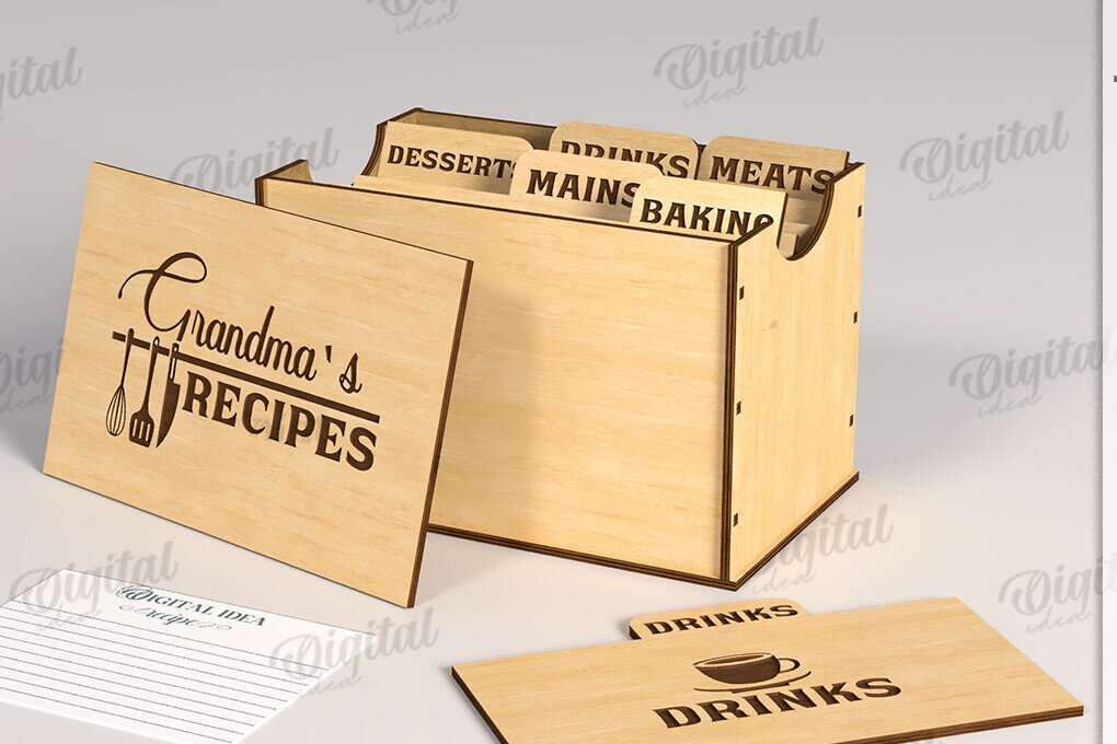 Intra απο ξύλο plywood 3mm-4mm πάχος 3D Family Recipe Box Δίασταση 30x20 cm INTRAFABR-120104958