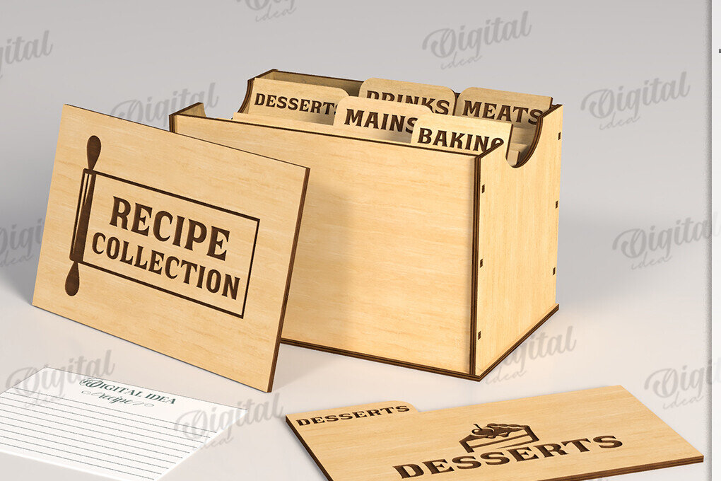 Intra απο ξύλο plywood 3mm-4mm πάχος 3D Family Recipe Box Δίασταση 30x20 cm INTRAFABR-120105202