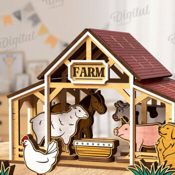 Intra απο ξύλο plywood 3mm-4mm πάχος Τρισδιάστατη κοπή με  Farm. Διακόσμηση σπιτιού Δίασταση 30x20 cm INTRAFABR-122383663 - Image 1