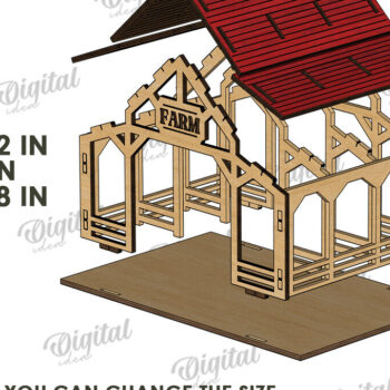 Intra απο ξύλο plywood 3mm-4mm πάχος Τρισδιάστατη κοπή με  Farm. Διακόσμηση σπιτιού Δίασταση 30x20 cm INTRAFABR-122383663 - Image 2