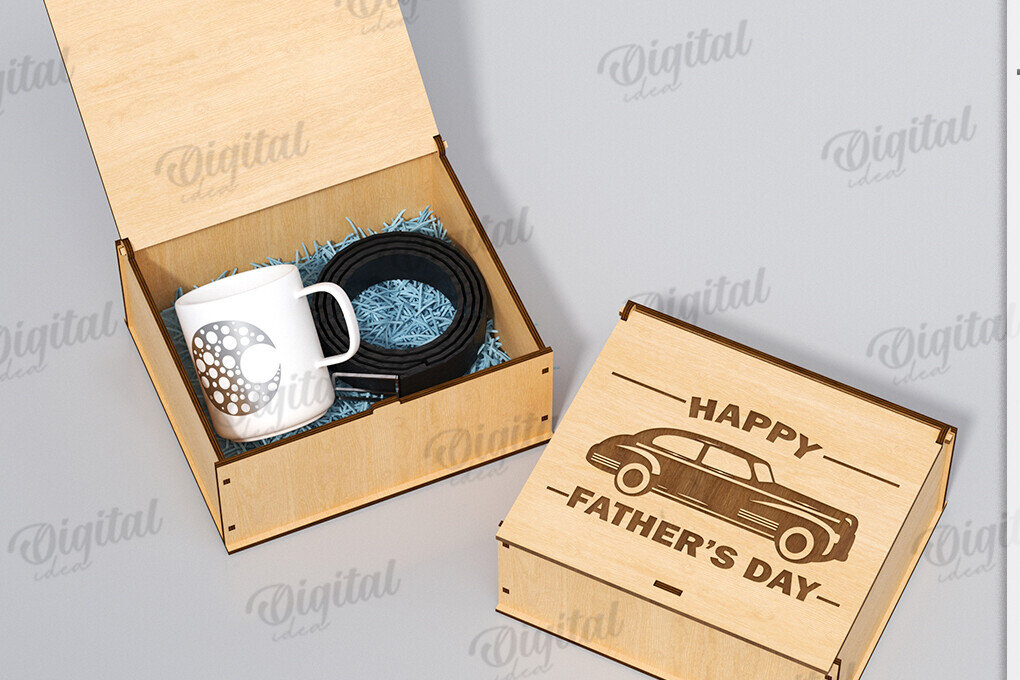 Intra απο ξύλο plywood 3mm-4mm πάχος 3D κουτί δώρου για τη γιορτή του πατέρα Δίασταση 10x10 cm INTRAFABR-119974039