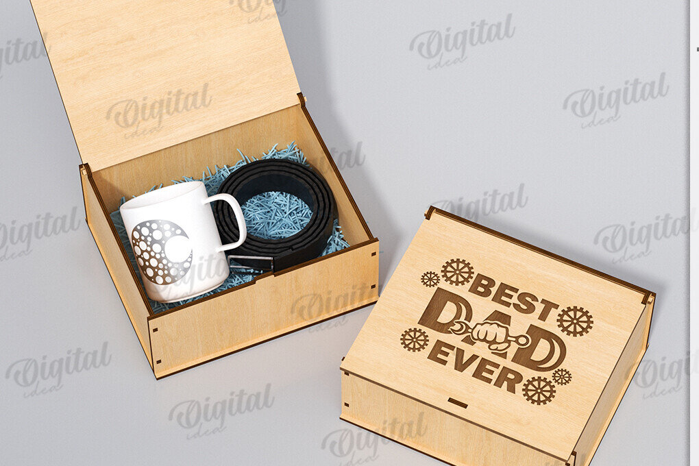 Intra απο ξύλο plywood 3mm-4mm πάχος 3D κουτί δώρου για τη γιορτή του πατέρα Δίασταση 10x10 cm INTRAFABR-119974177