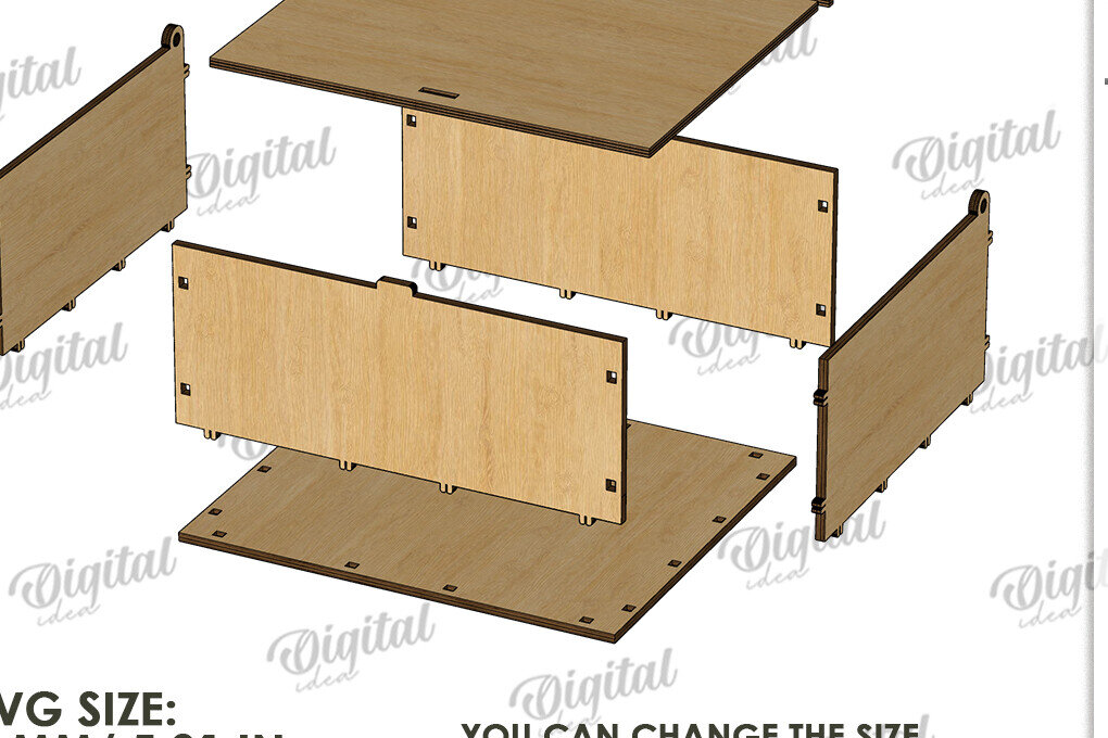 Intra απο ξύλο plywood 3mm-4mm πάχος 3D κουτί δώρου για τη γιορτή του πατέρα Δίασταση 10x10 cm INTRAFABR-119974242 - Image 2