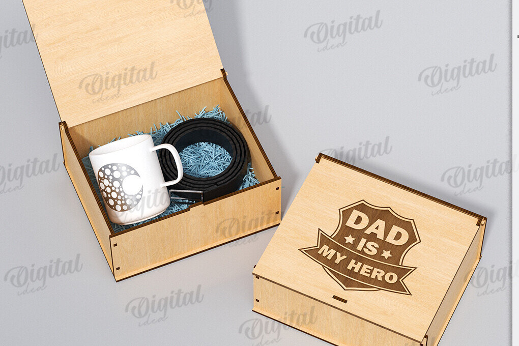 Intra απο ξύλο plywood 3mm-4mm πάχος 3D κουτί δώρου για τη γιορτή του πατέρα Δίασταση 10x10 cm INTRAFABR-119974381