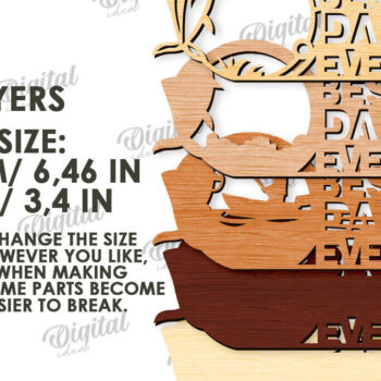Intra απο ξύλο plywood 3mm-4mm πάχος 3D διακοσμητικών στρωμάτων για τη γιορτή του πατέρα Δίασταση 30x20 cm INTRAFABR-119316409 - Image 2