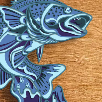 Intra απο ξύλο plywood 3mm-4mm πάχος 3D Fish Multilayer /Cut File Mandala Δίασταση 30x30 cm INTRAFABR-86752164 - Image 1