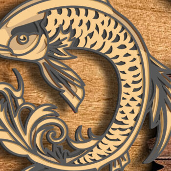 Intra απο ξύλο plywood 3mm-4mm πάχος 3D Fish Multilayer /Cut File Mandala Δίασταση 30x30 cm INTRAFABR-73089133 - Image 1