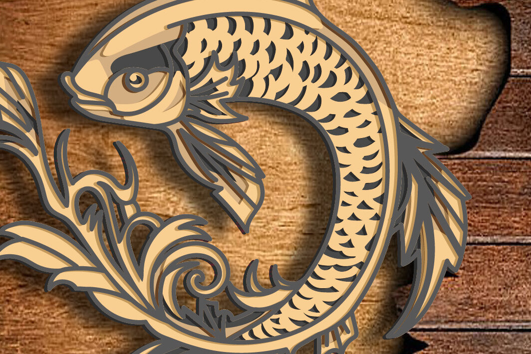 Intra απο ξύλο plywood 3mm-4mm πάχος 3D Fish Multilayer /Cut File Mandala Δίασταση 30x30 cm INTRAFABR-73089133