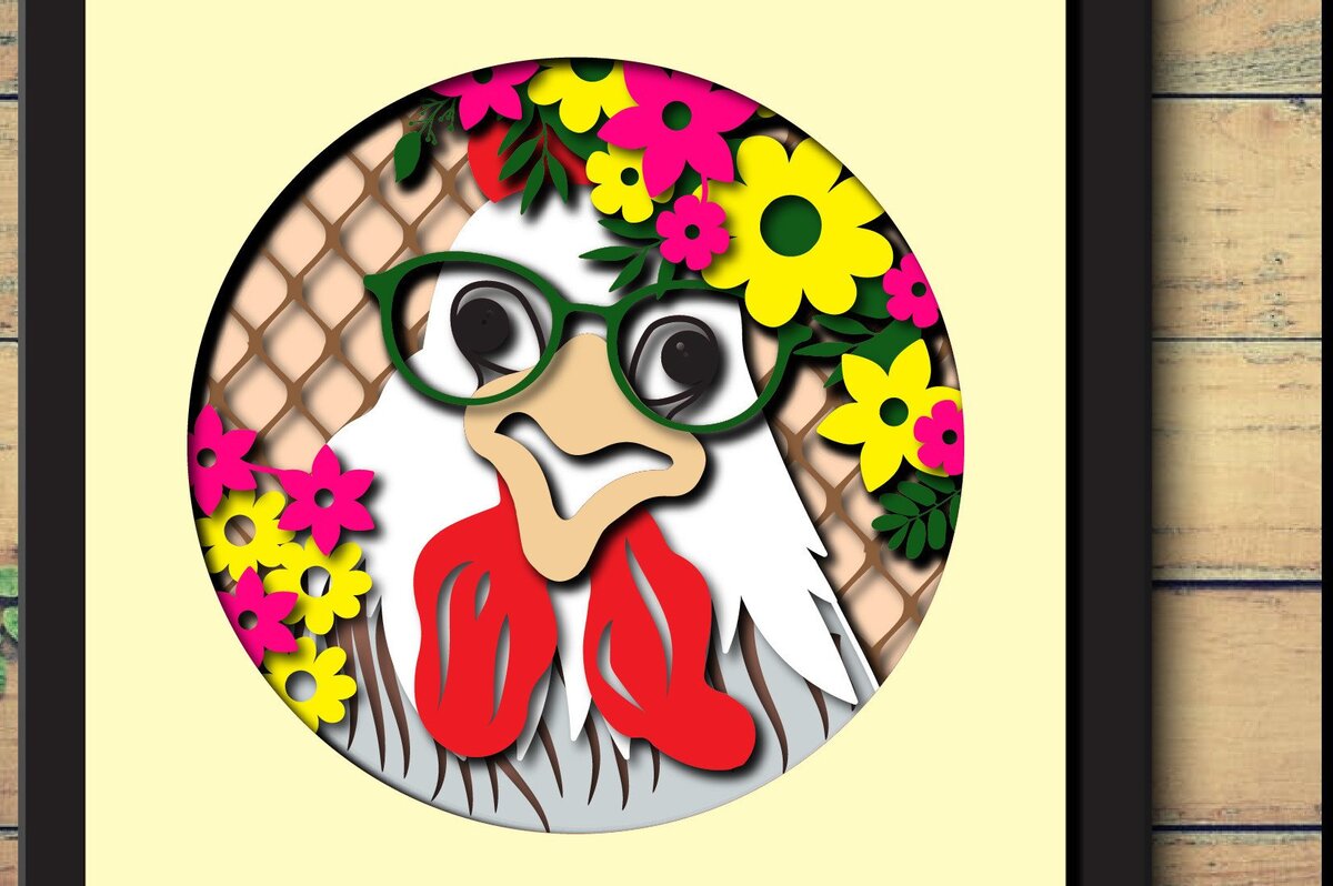 Intra απο ξύλο plywood 3mm-4mm πάχος 3D Floral Κοτόπουλο /Χάρτινο κουτί κοπής Δίασταση 15x15 cm INTRAFABR-34869627