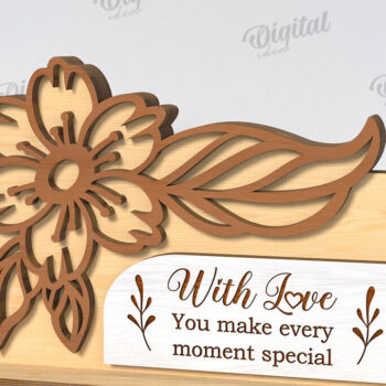 Intra απο ξύλο plywood 3mm-4mm πάχος Τρισδιάστατη φλοράλ δωροκάρτα με Δίασταση 30x20 cm INTRAFABR-118959561 - Image 13