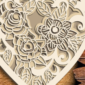 Intra απο ξύλο plywood 3mm-4mm πάχος 3d Floral Heart Layered Design Cricut Δίασταση 15x15 cm INTRAFABR-72315677 - Image 1