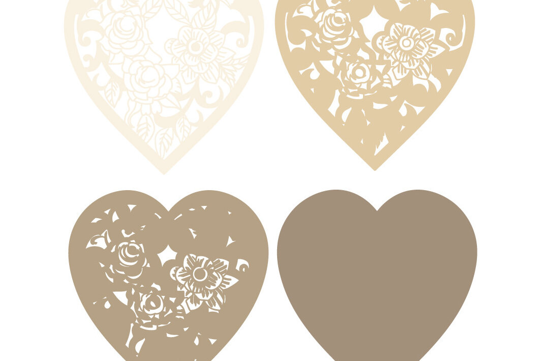 Intra απο ξύλο plywood 3mm-4mm πάχος 3d Floral Heart Layered Design Cricut Δίασταση 15x15 cm INTRAFABR-72315677 - Image 2