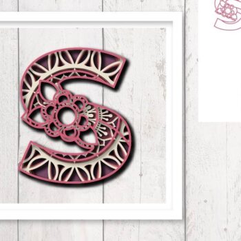 Intra απο ξύλο plywood 3mm-4mm πάχος 3D Floral Letter S Mandala Layer Δίασταση 30x30 cm INTRAFABR-30440726 - Image 1