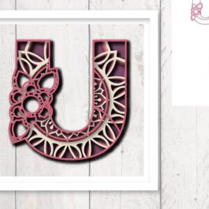 Intra απο ξύλο plywood 3mm-4mm πάχος 3D Floral Letter U Mandala Layer Δίασταση 30x30 cm INTRAFABR-30442227