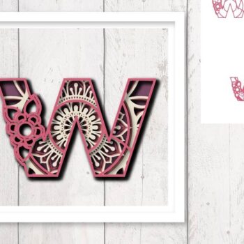 Intra απο ξύλο plywood 3mm-4mm πάχος 3D Floral Letter W Mandala Layer Δίασταση 30x30 cm INTRAFABR-30540746 - Image 1