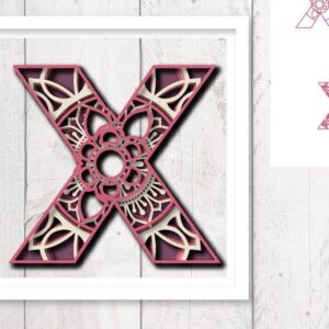 Intra απο ξύλο plywood 3mm-4mm πάχος 3D Floral Letter X Mandala Layer Δίασταση 30x30 cm INTRAFABR-30541318