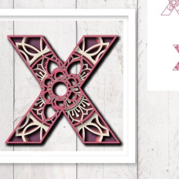 Intra απο ξύλο plywood 3mm-4mm πάχος 3D Floral Letter X Mandala Layer Δίασταση 30x30 cm INTRAFABR-30541318 - Image 1