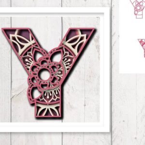 Intra απο ξύλο plywood 3mm-4mm πάχος 3D Floral Letter Y Mandala Layer Δίασταση 30x30 cm INTRAFABR-30542220
