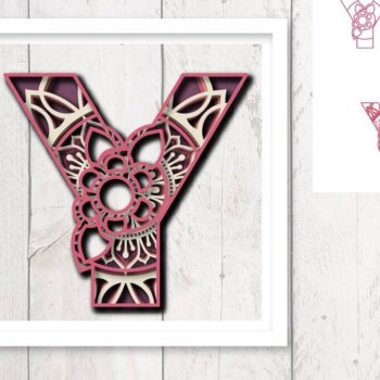 Intra απο ξύλο plywood 3mm-4mm πάχος 3D Floral Letter Y Mandala Layer Δίασταση 30x30 cm INTRAFABR-30542220 - Image 1