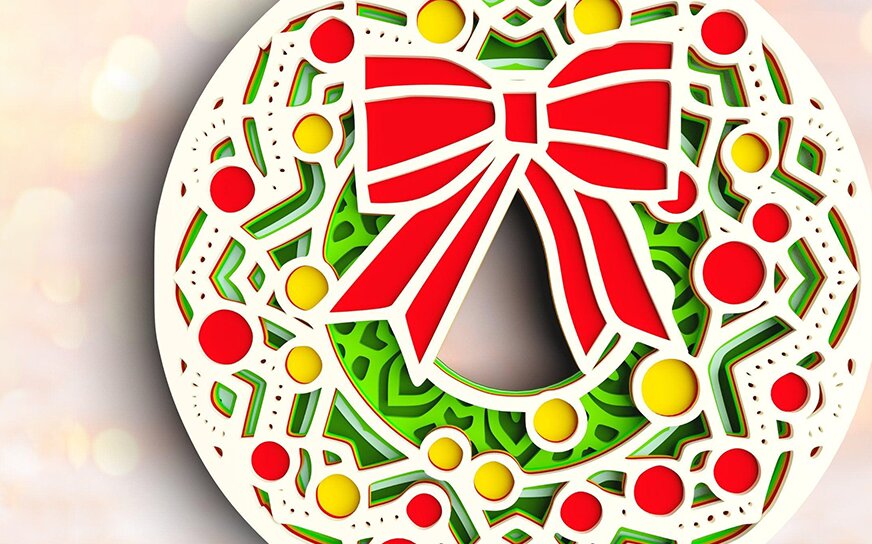 Intra απο ξύλο plywood 3mm-4mm πάχος 3D Floral στεφάνι 6 στρώσεων Δίασταση 30x30 cm INTRAFABR-77143038