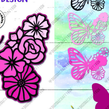 Intra απο ξύλο plywood 3mm-4mm πάχος 3D Flower Butterfly , 3D Butterfly Δίασταση 3600x3600 cm INTRAFABR-89699445 - Image 1