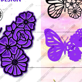 Intra απο ξύλο plywood 3mm-4mm πάχος 3D Flower Butterfly , 3D Butterfly Δίασταση 3600x3600 cm INTRAFABR-89698855 - Image 1