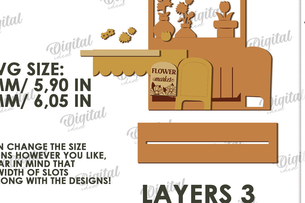 Intra απο ξύλο plywood 3mm-4mm πάχος τρισδιάστατη διακόσμηση λουλουδιών αγοράς Δίασταση 30x20 cm INTRAFABR-119198733 - Image 2
