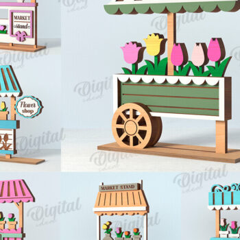 Intra απο ξύλο plywood 3mm-4mm πάχος 3D Flower Market Standing Decors Δίασταση 30x20 cm INTRAFABR-119136188 - Image 1