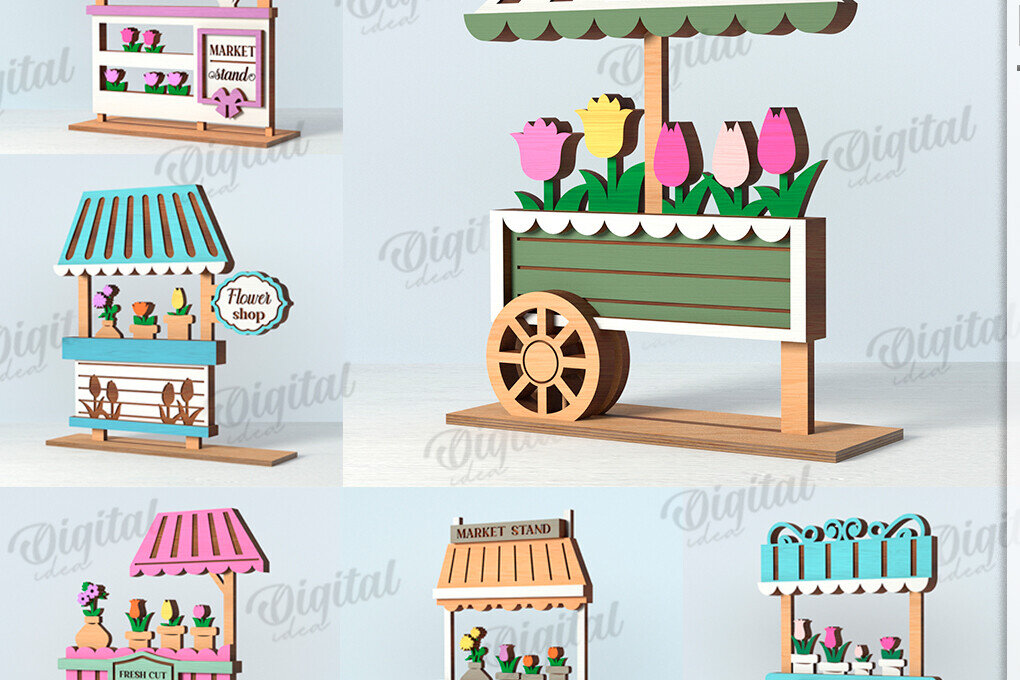 Intra απο ξύλο plywood 3mm-4mm πάχος 3D Flower Market Standing Decors Δίασταση 30x20 cm INTRAFABR-119136188