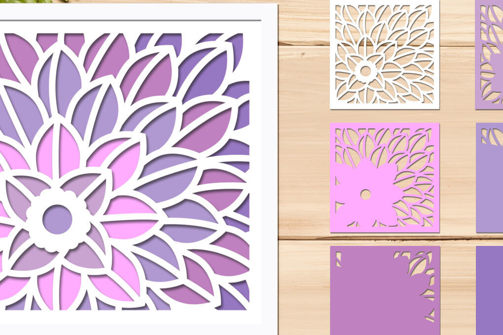 Intra απο ξύλο plywood 3mm-4mm πάχος 3d Flower Shadow Box, Floral Layered Δίασταση 8x8 cm INTRAFABR-65089174
