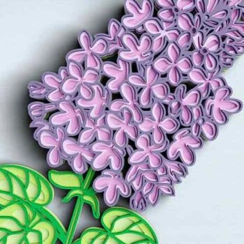 Intra απο ξύλο plywood 3mm-4mm πάχος 3D Flower 6 Layer - Lilac Δίασταση 30x30 cm INTRAFABR-101182058 - Image 1