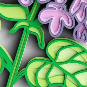 Intra απο ξύλο plywood 3mm-4mm πάχος 3D Flower 6 Layer - Lilac Δίασταση 30x30 cm INTRAFABR-101182058 - Image 4