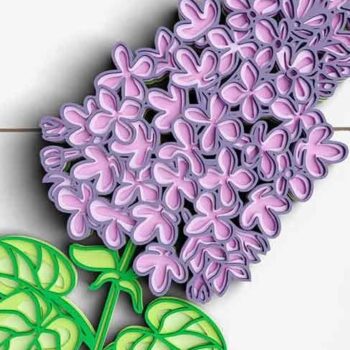 Intra απο ξύλο plywood 3mm-4mm πάχος 3D Flower 6 Layer - Lilac Δίασταση 30x30 cm INTRAFABR-101182058 - Image 5