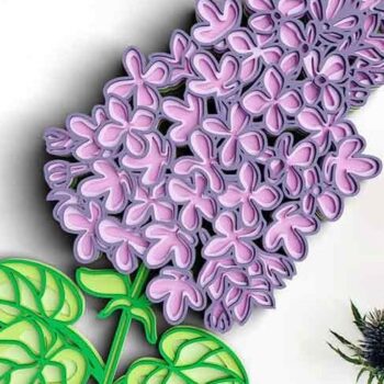 Intra απο ξύλο plywood 3mm-4mm πάχος 3D Flower 6 Layer - Lilac Δίασταση 30x30 cm INTRAFABR-101182058 - Image 7