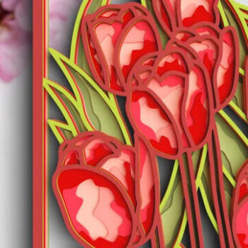 Intra απο ξύλο plywood 3mm-4mm πάχος 3D Flower 8 Layer - Tulip Δίασταση 30x30 cm INTRAFABR-101198049 - Image 2